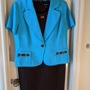 Turquoise and Brown dress suit